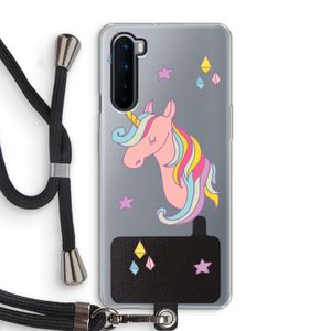 Roze eenhoorn: OnePlus Nord Transparant Hoesje met koord