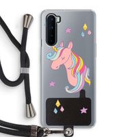 Roze eenhoorn: OnePlus Nord Transparant Hoesje met koord