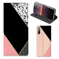 Sony Xperia L4 Stand Case Zwart Roze Vormen