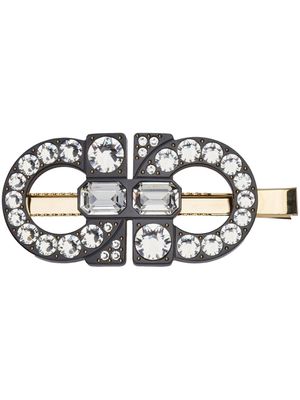 Ferragamo barrette Gancini sertie de cristal - Argent
