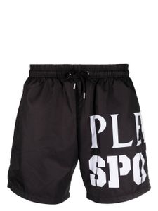 Plein Sport short de bain à logo imprimé - Noir