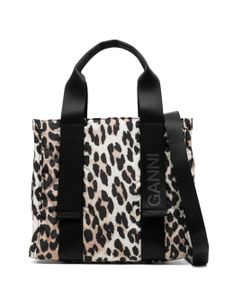 GANNI petit sac cabas Leopard Tech - Tons neutres