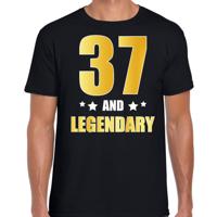 37 and legendary verjaardag cadeau t-shirt - zwart - gouden letters - heren - 37 jaar geworden