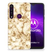 Motorola One Macro | TPU | Siliconen hoesje | Marmer Goud
