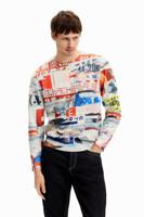 Tijdschriftprint sweatshirt - WHITE - L