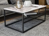 Rechthoekige salontafel ASIRI 95 cm wit/zwart - thumbnail