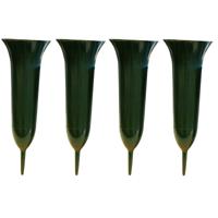 Grafvaas kunststof - 4x - groen - H37 cm - grafdecoratie - bloemenvaas voor herdenkingsplaats/kerkho Grafvaas kunststof - 4x - groen - H37 cm - grafdecoratie - bloemenvaas voor herdenkingsplaats/kerkho