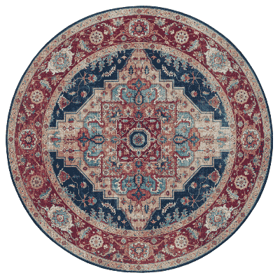 Vintage Vloerkleed Sylla Rond - Rood Blauw Xcm - - Dekbed-Discounter.nl