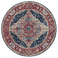 Vintage Vloerkleed Sylla Rond - Rood Blauw Xcm - - Dekbed-Discounter.nl