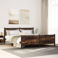Bedframe zonder matras metaal gerookt eikenkleurig 183x213 cm