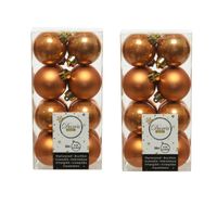 32x stuks kunststof kerstballen cognac bruin (amber) 4 cm glans/mat - Kerstbal - thumbnail