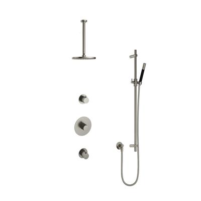 Hotbath Cobber - Inbouw Regendoucheset - Geborsteld Nikkel - 2 Stopkranen - Thermostatisch - Plafondbuis 30 cm - Hoofddouche 200 mm - Staafhanddouche - Glijstang 900 mm - Waterbesparend