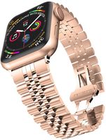 Bandje geschikt voor Apple Watch 38/40MM - Maat One Size - Vouw Sluiting - Horlogebandje - Polsband - Metaal - Rose Goud