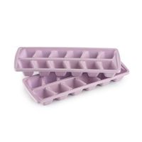 IJsblokjesvormen set 2x stuks met deksel - 24x ijsklontjes - kunststof - oud roze - thumbnail