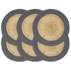 vidaXL Placemats 6 st 38 cm jute en katoen natuurlijk en antraciet