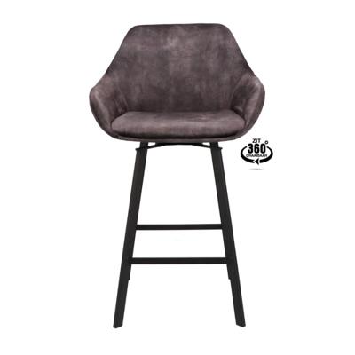 Haluta Barkruk Tessa met armsteun - Draaibaar - Antraciet (zithoogte 65cm)