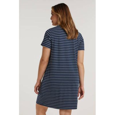 Zizzi gestreepte T-shirtjurk VFREJA donkerblauw/wit Zizzi gestreepte T-shirtjurk VFREJA donkerblauw/wit