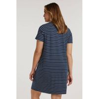 Zizzi gestreepte T-shirtjurk VFREJA donkerblauw/wit - thumbnail