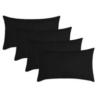 Stof Textile sierkussen Nelson - 4x - zwart - 30 x 50 cm - bank kussens - polyester Stof Textile sierkussen Nelson - 4x - zwart - 30 x 50 cm - bank kussens - polyester