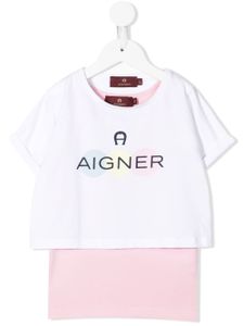 Aigner Kids débardeur superposé à logo imprimé - Blanc