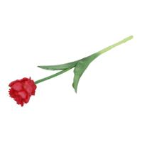 Kunstbloem tulp Parkiet - rood - real touch - levensecht - 40 cm - decoratie bloemen