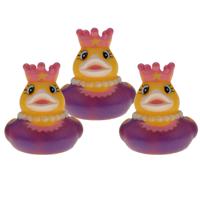 Rubber badeendje prinses - 3x - paars - badkamer fun artikelen - size 5 cm - kunststof