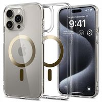 iPhone 15 Pro Max Spigen Ultra Hybrid Mag Hoesje - Goud / Doorzichtig