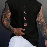 Bon&Bon Homme Men's Moon Graphic Tank Top - Vintage Black Sleeveless Black / XXL
