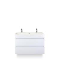 Maxx XL Badmeubelset 100 cm - Wit Hoogglans - Wastafel Kube 2 kraangaten