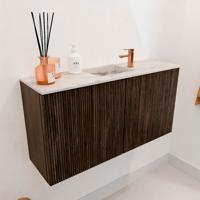 Toiletmeubel Mondiaz Joya Dlux | 80 cm | Meubelkleur Walnut | Faye wastafel Nata Wasbak Midden | 1 kraangat