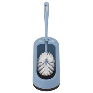 Wc-borstel/toiletborstel met randreiniger en houder blauw 41.5 cm van kunststof   -