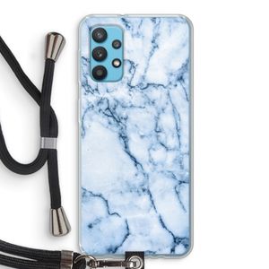 Blauw marmer: Samsung Galaxy A32 4G Transparant Hoesje met koord