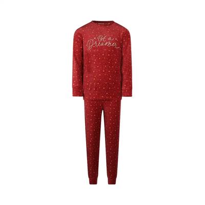 Charlie Choe velours meisjes pyjama - Stars - Warme winter kinder pyjama - rood