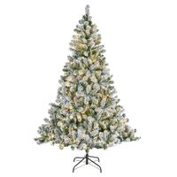 Bellatio Decorations kunst kerstboom - 210 cm - sneeuw en verlichting   -