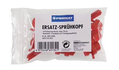 Promat/Tecwerk Reserve-sproeikop | per 12 sproeikoppen en buisje (150 mm) | kunststof zak - 4000354000