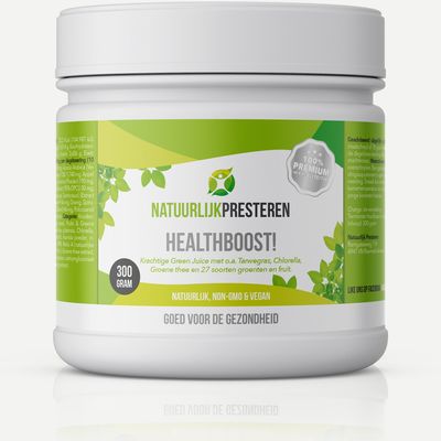 Healthboost Green Juice - 300 gram - Tarwegras, probiotica, vezels, superfoods, 25 groente- en fruitsoorten, spirulina, chlorella en groene thee