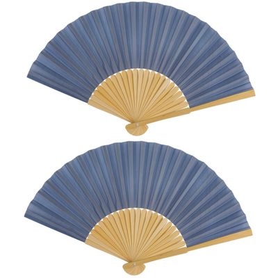 Spaanse handwaaier - 2x - special colours - titanium grijs - bamboe/papier - 21 cm