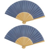 Spaanse handwaaier - 2x - special colours - titanium grijs - bamboe/papier - 21 cm