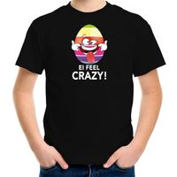 Vrolijk Paasei ei feel crazy t-shirt zwart voor kinderen - Paas kleding / outfit - thumbnail