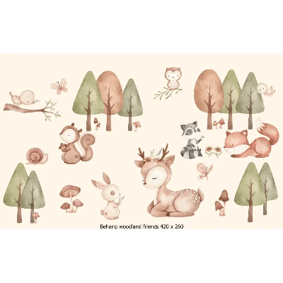 Designed4Kids wandvullend behang kinderkamer woodland friends-420 x 260 cm
