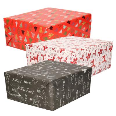 Luxe Kerst cadeaupapier pakket - 3 prints mix - 9x rollen - 250 x 70 cm - cadeaupapier