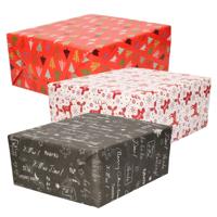 Luxe Kerst cadeaupapier pakket - 3 prints mix - 9x rollen - 250 x 70 cm - cadeaupapier