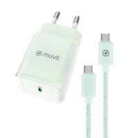 Wandlader + USB-Kabel-C Muvit for Change Glass GaN Groen