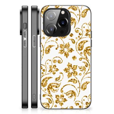 iPhone 14 Pro Bloemen Hoesje Gouden Bloemen