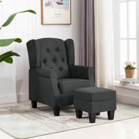 Fauteuil met voetenbankje stof donkergrijs
