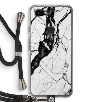 Witte marmer 2: Pixel 3a Transparant Hoesje met koord