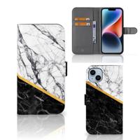 iPhone 15 Plus | Bookcase | Marmer Wit Zwart - Origineel Cadeau Man