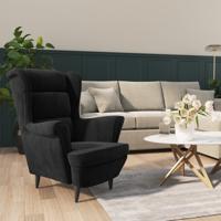 Fauteuil fluweel zwart - thumbnail