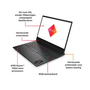 HP OMEN 16-xd0360nd 7840HS Notebook 40,9 cm (16.1") Full HD AMD Ryzen™ 7 16 GB DDR5-SDRAM 1 TB SSD NVIDIA GeForce RTX 4060 Wi-Fi 6E (802.11ax) Windows 11 Home Zwart