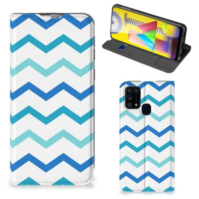 Samsung Galaxy M31 | Hoesje met Magneet | Zigzag Blauw